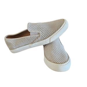 SPERRY womens Sz 6.5M light gray leather seaside slip on sneaker